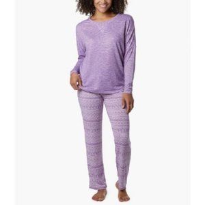 Muk Luks Butter Knit Womens Sleep Set 2 Piece Purple Geo